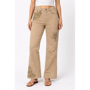 Lauren Ralph Lauren Y2K Brown Floral Pattern Flared Leg Pants Women's Size 10